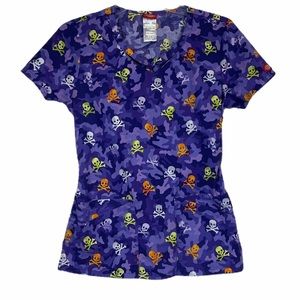🖤Dickies Spooky Skeleton Halloween Scrub Top